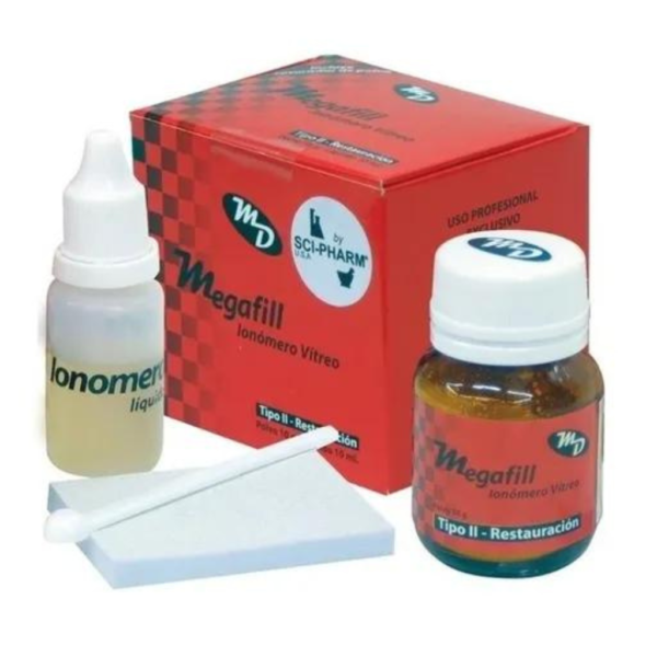IONOMERO TIPO 2 PARA RESTAURACION MEGAFILL X 10 GR – 10 ML – Dento